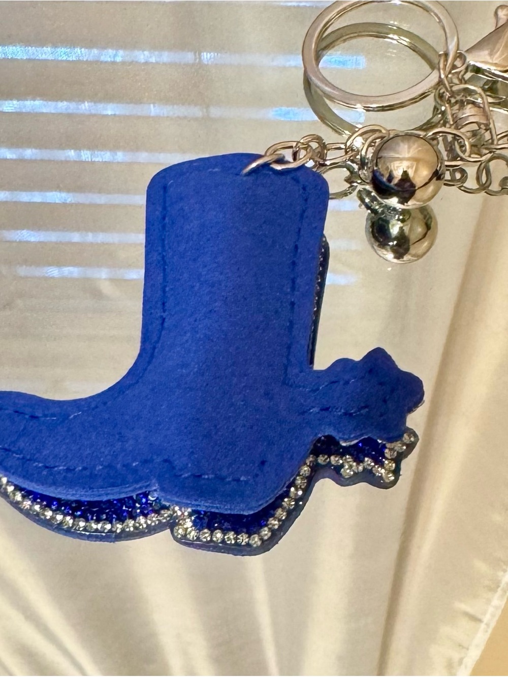 Blue Cowboy Boot Keychain/bag charm  with Rhinestones - Picture 3 of 8